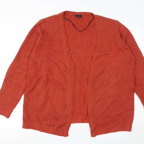 Vila Women’s Orange Knit Cardigan L Long Sleeve Relaxed Fit