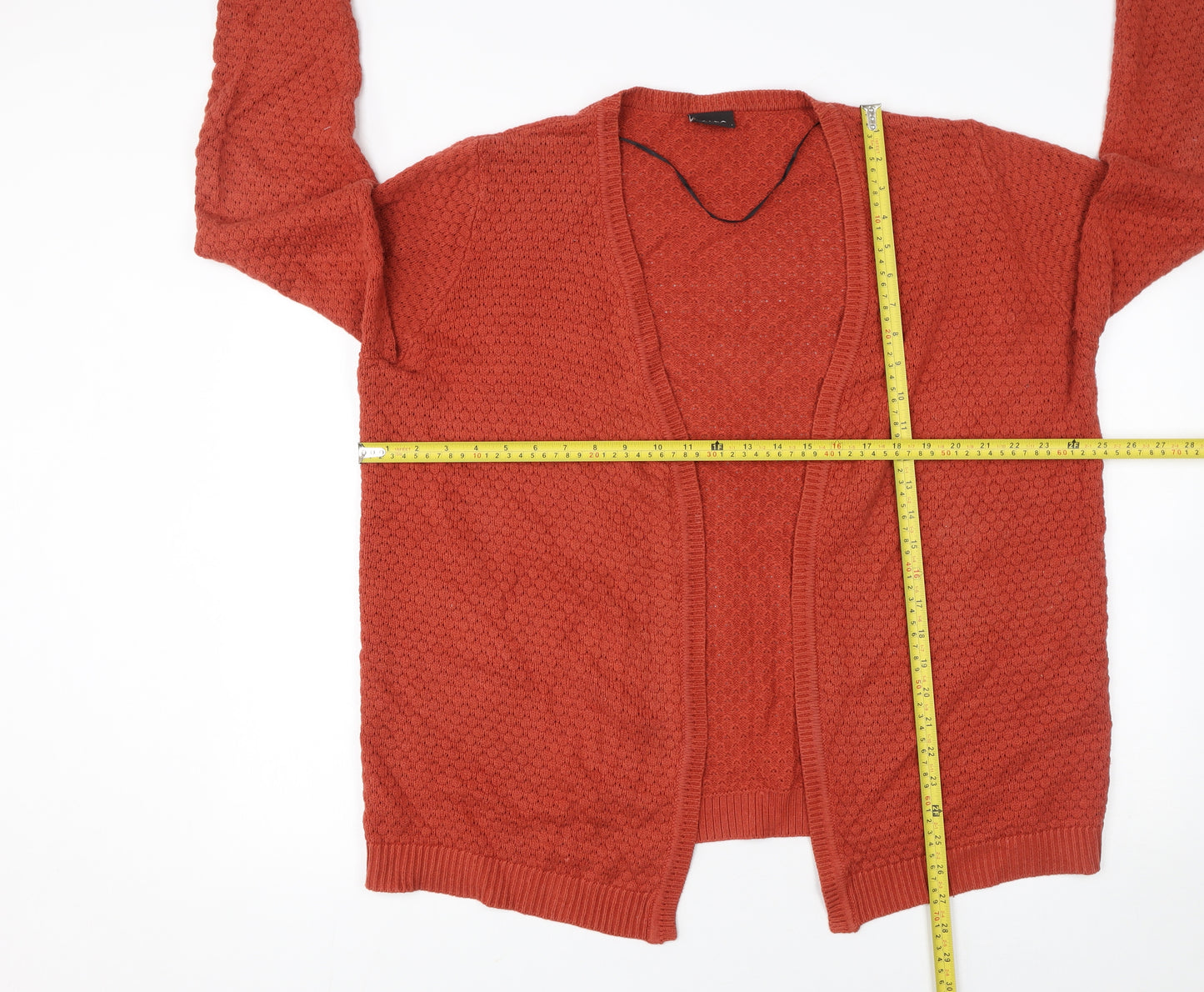 Vila Women’s Orange Knit Cardigan L Long Sleeve Relaxed Fit