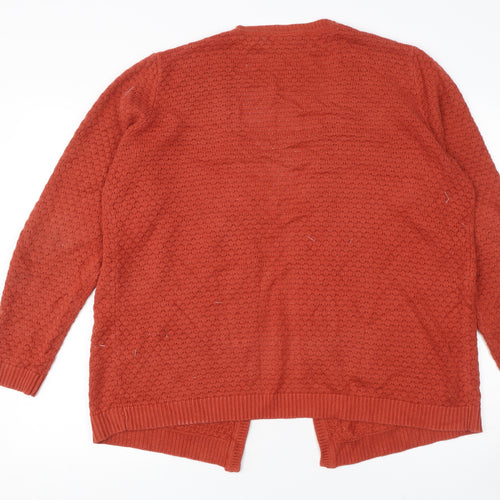 Vila Women’s Orange Knit Cardigan L Long Sleeve Relaxed Fit