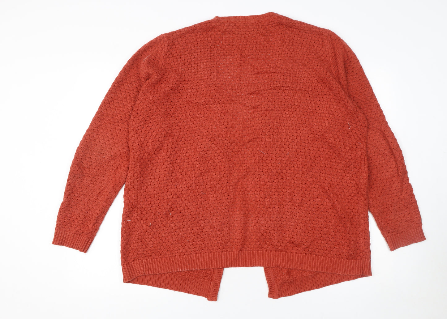 Vila Women’s Orange Knit Cardigan L Long Sleeve Relaxed Fit