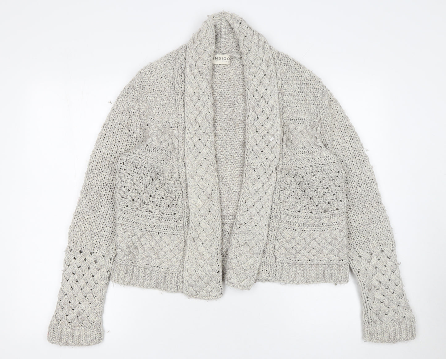 Marks and Spencer Women’s Grey Chunky Knit Open Cardigan Size 14