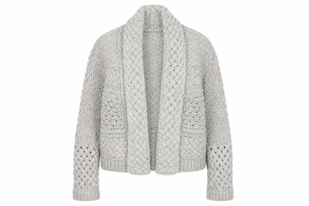 Marks and Spencer Women’s Grey Chunky Knit Open Cardigan Size 14