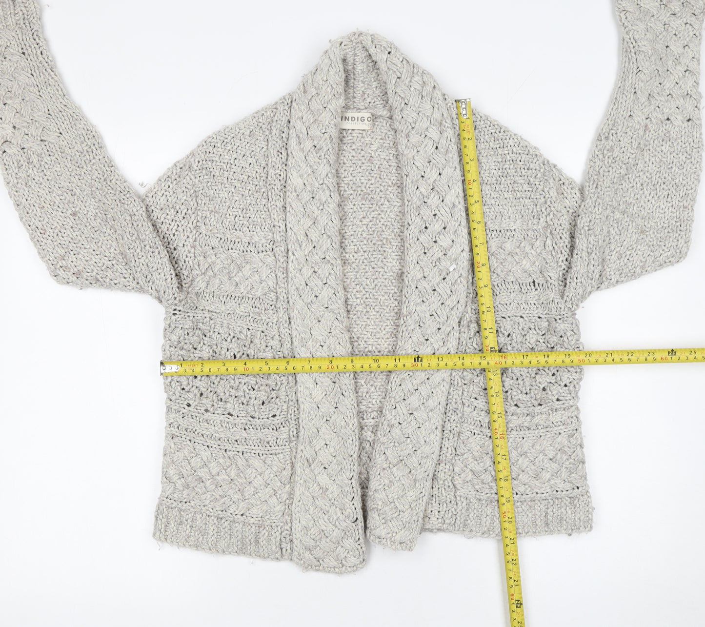Marks and Spencer Women’s Grey Chunky Knit Open Cardigan Size 14