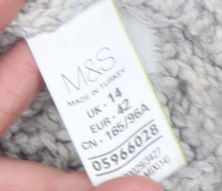 Marks and Spencer Women’s Grey Chunky Knit Open Cardigan Size 14