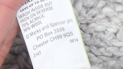 Marks and Spencer Women’s Grey Chunky Knit Open Cardigan Size 14