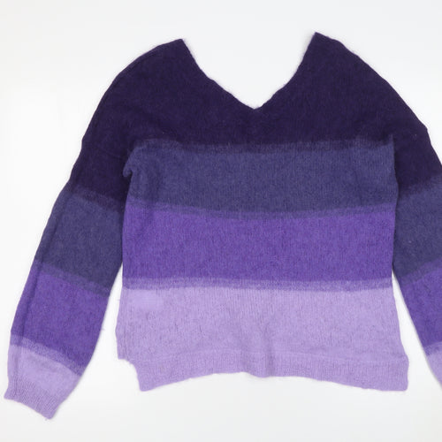 Charli Women’s Purple Alpaca Knit V-Neck Pullover Jumper XS