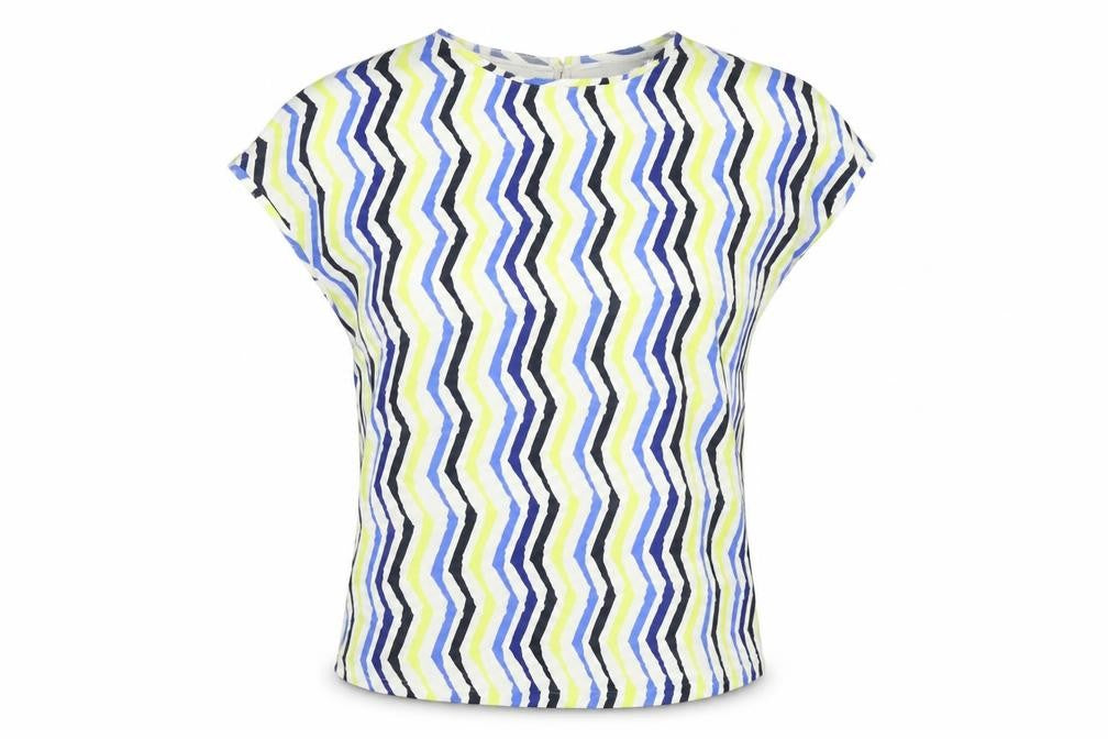 Front view of Marks & Spencer Women’s Multicoloured Geometric Jersey Blouse, size UK 12