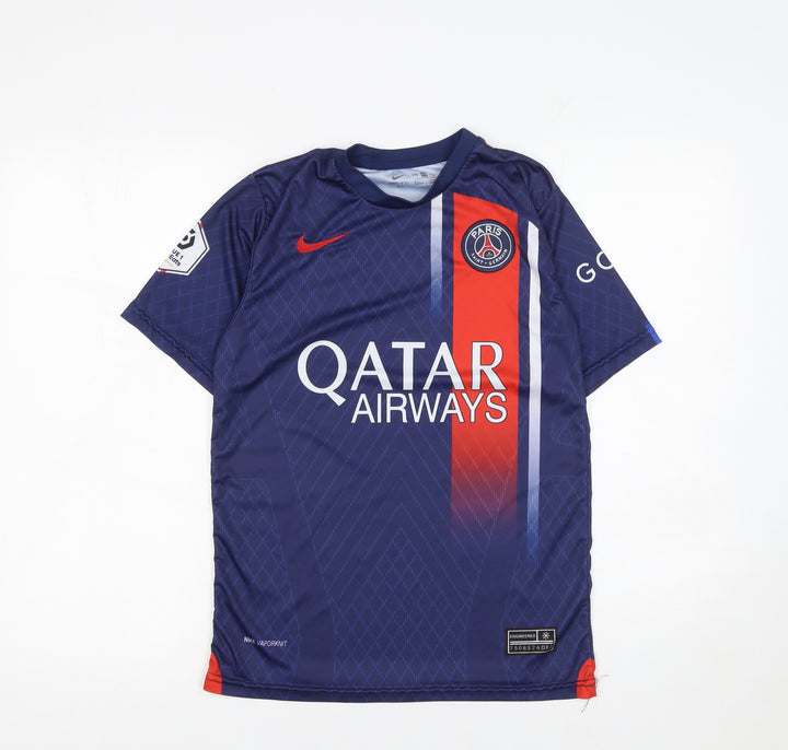 Nike Boys Blue PSG Mbappé #7 Football Jersey Shirt Size 176 Lightweight