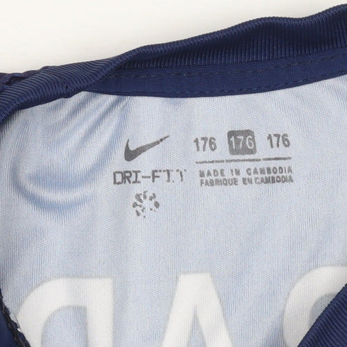 Nike Boys Blue PSG Mbappé #7 Football Jersey Shirt Size 176 Lightweight