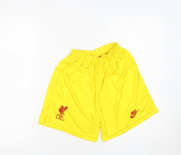 Nike Boys Yellow Liverpool FC Football Athletic Shorts Size 176