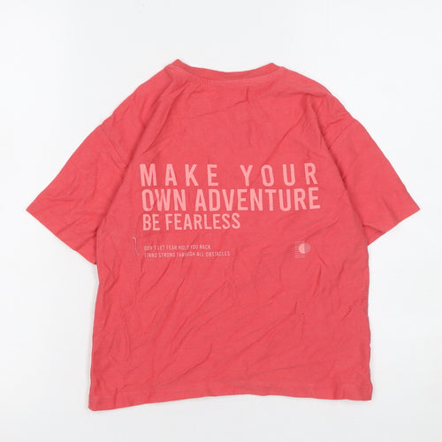 Dunnes Stores Girls Red Cotton Graphic Adventure T-Shirt 7-8 Years