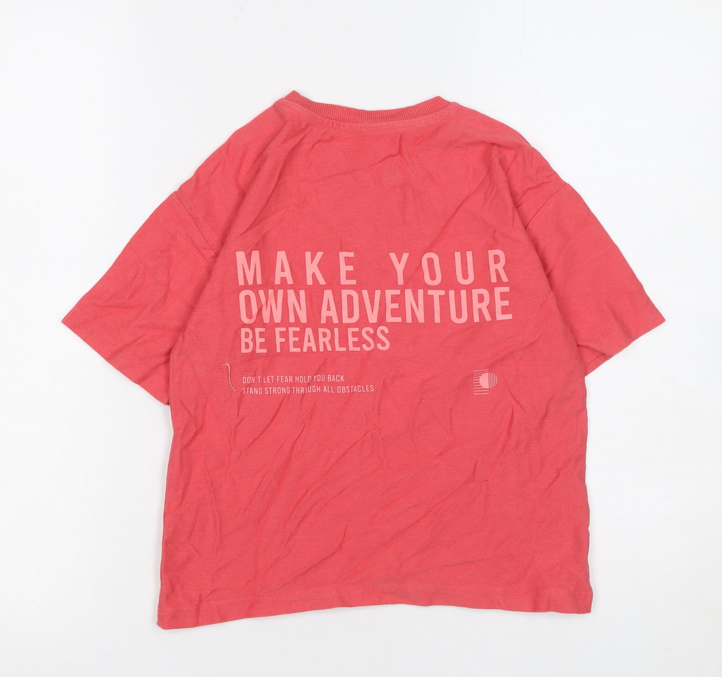 Dunnes Stores Girls Red Cotton Graphic Adventure T-Shirt 7-8 Years