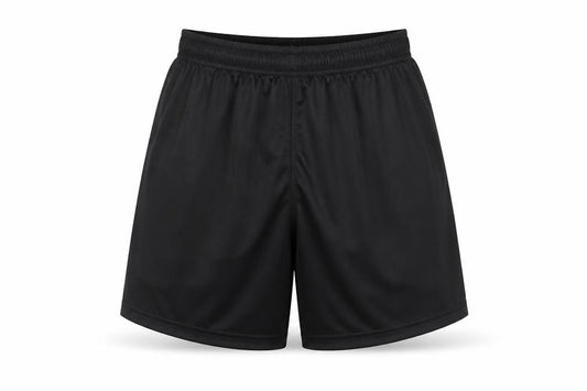 Front view of O'Neill boys’ black athletic football shorts 10-11 years polyester