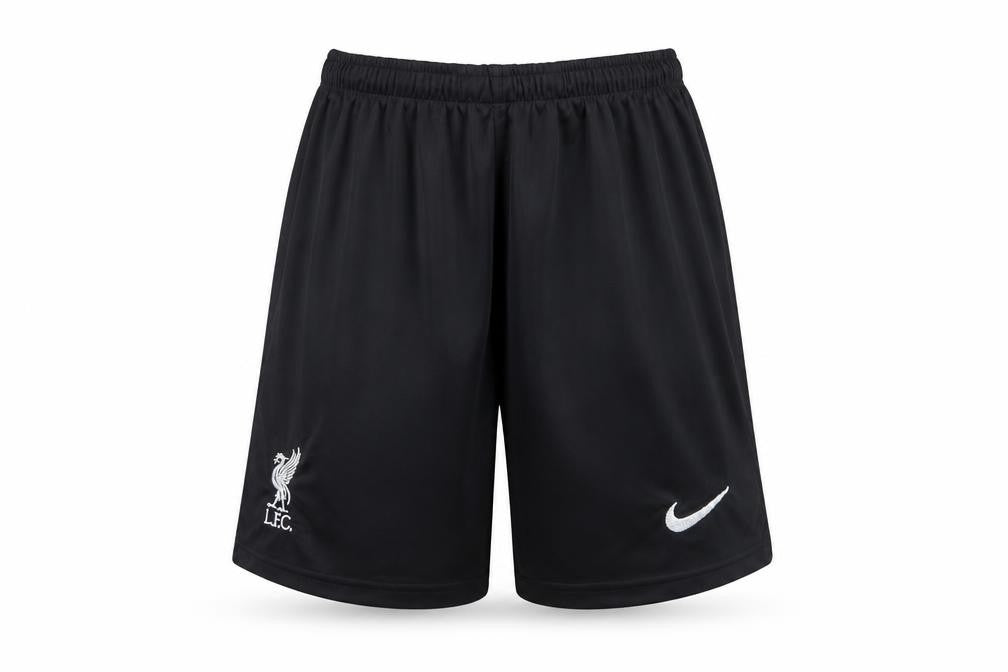 Front view of Nike boys’ black lfc athletic football shorts, size 176, polyester