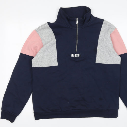 Diesel Women’s Navy Colourblock 1/4 Zip Sweatshirt M