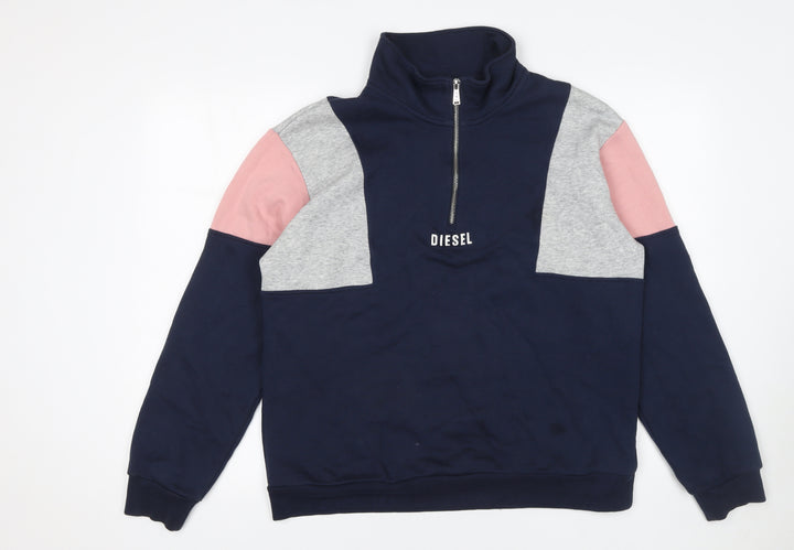 Diesel Women’s Navy Colourblock 1/4 Zip Sweatshirt M