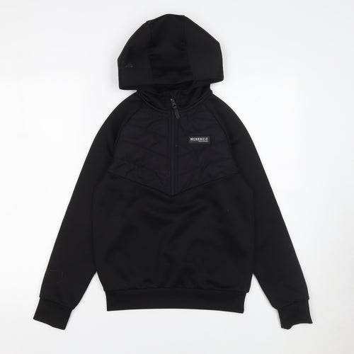 McKenzie Boys Black 10-12 Years 1/2 Zip Hooded Pullover Sweatshirt