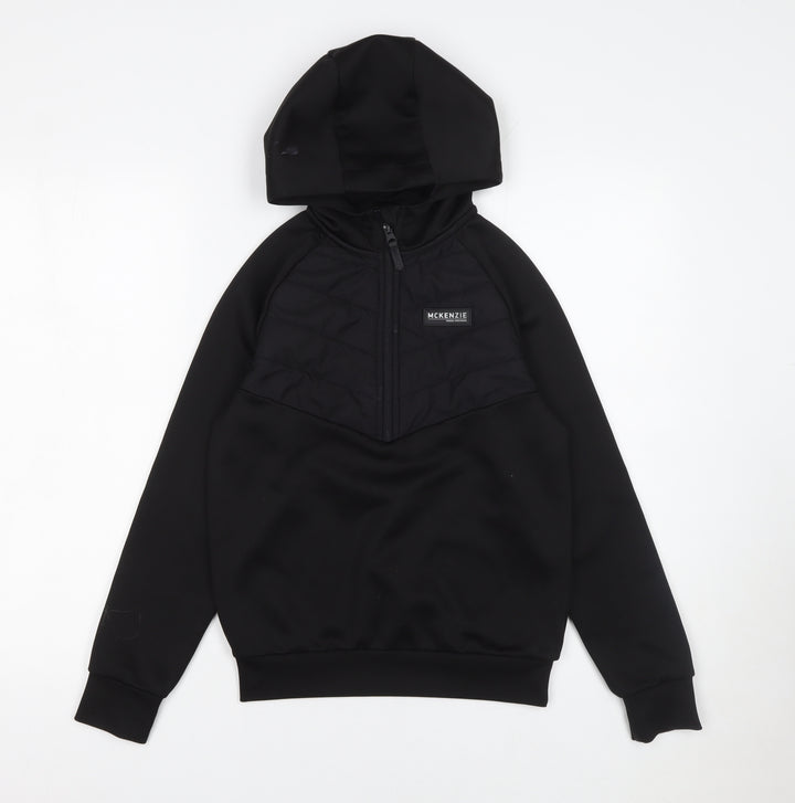McKenzie Boys Black 10-12 Years 1/2 Zip Hooded Pullover Sweatshirt