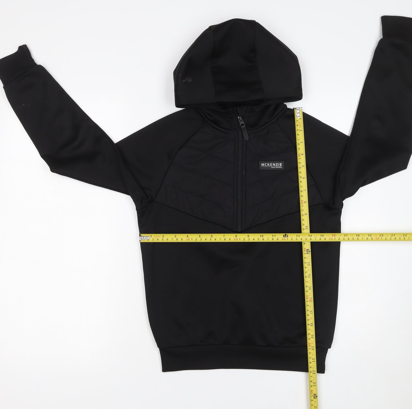 McKenzie Boys Black 10-12 Years 1/2 Zip Hooded Pullover Sweatshirt