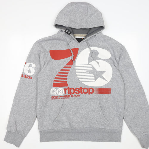Ripstop Men's Grey XL Pullover Hoodie with Logo Print