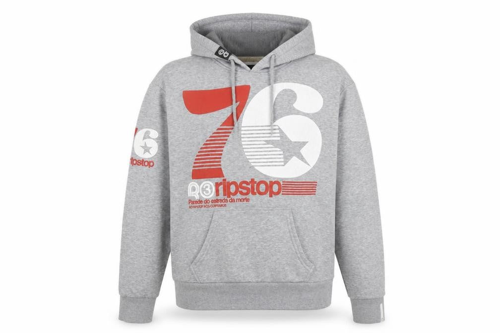 Front view of Ripstop Men's Grey XL Pullover Hoodie with Logo Print
