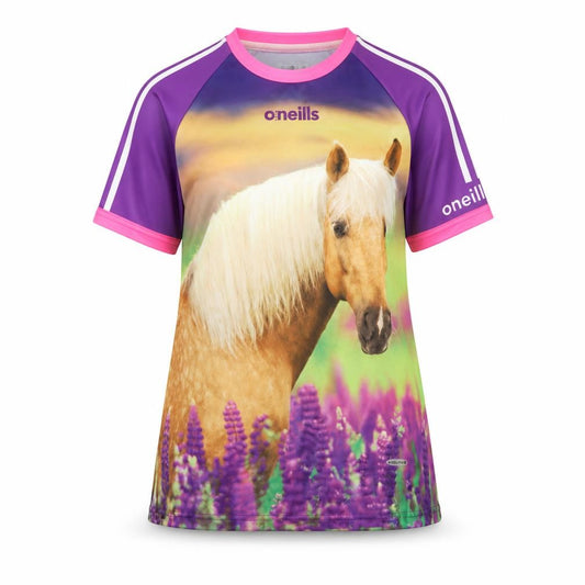 O'Neills Women's Purple Horse Print Koolite Polyester T-Shirt Size 14