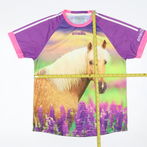 O'Neills Women's Purple Horse Print Koolite Polyester T-Shirt Size 14