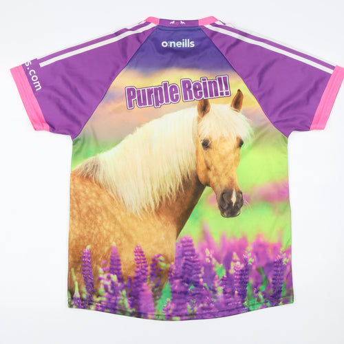 O'Neills Women's Purple Horse Print Koolite Polyester T-Shirt Size 14