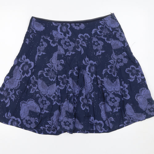 Fat Face Women Blue Floral A-Line Knee Length Skirt Size 10