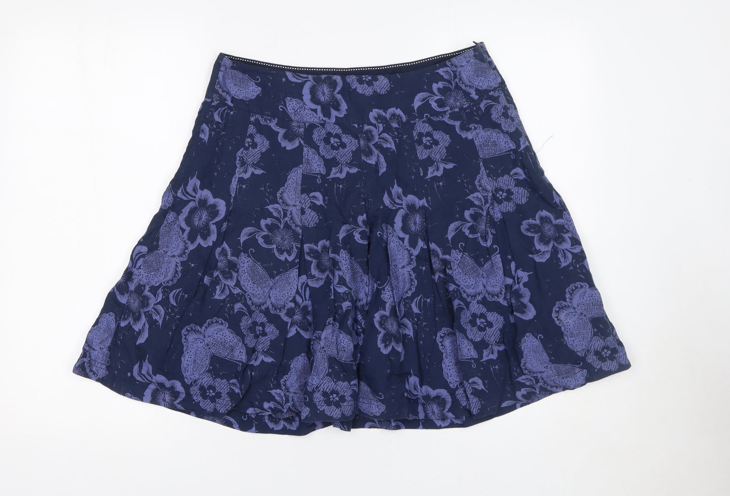 Fat Face Women Blue Floral A-Line Knee Length Skirt Size 10