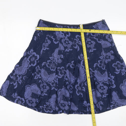 Fat Face Women Blue Floral A-Line Knee Length Skirt Size 10