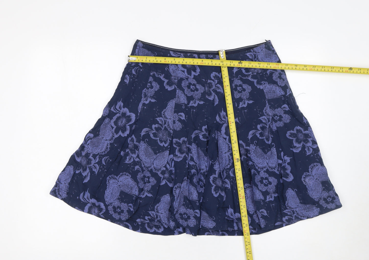 Fat Face Women Blue Floral A-Line Knee Length Skirt Size 10