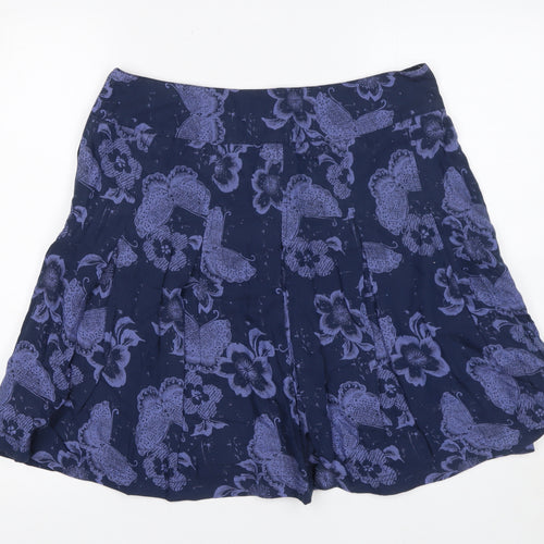 Fat Face Women Blue Floral A-Line Knee Length Skirt Size 10