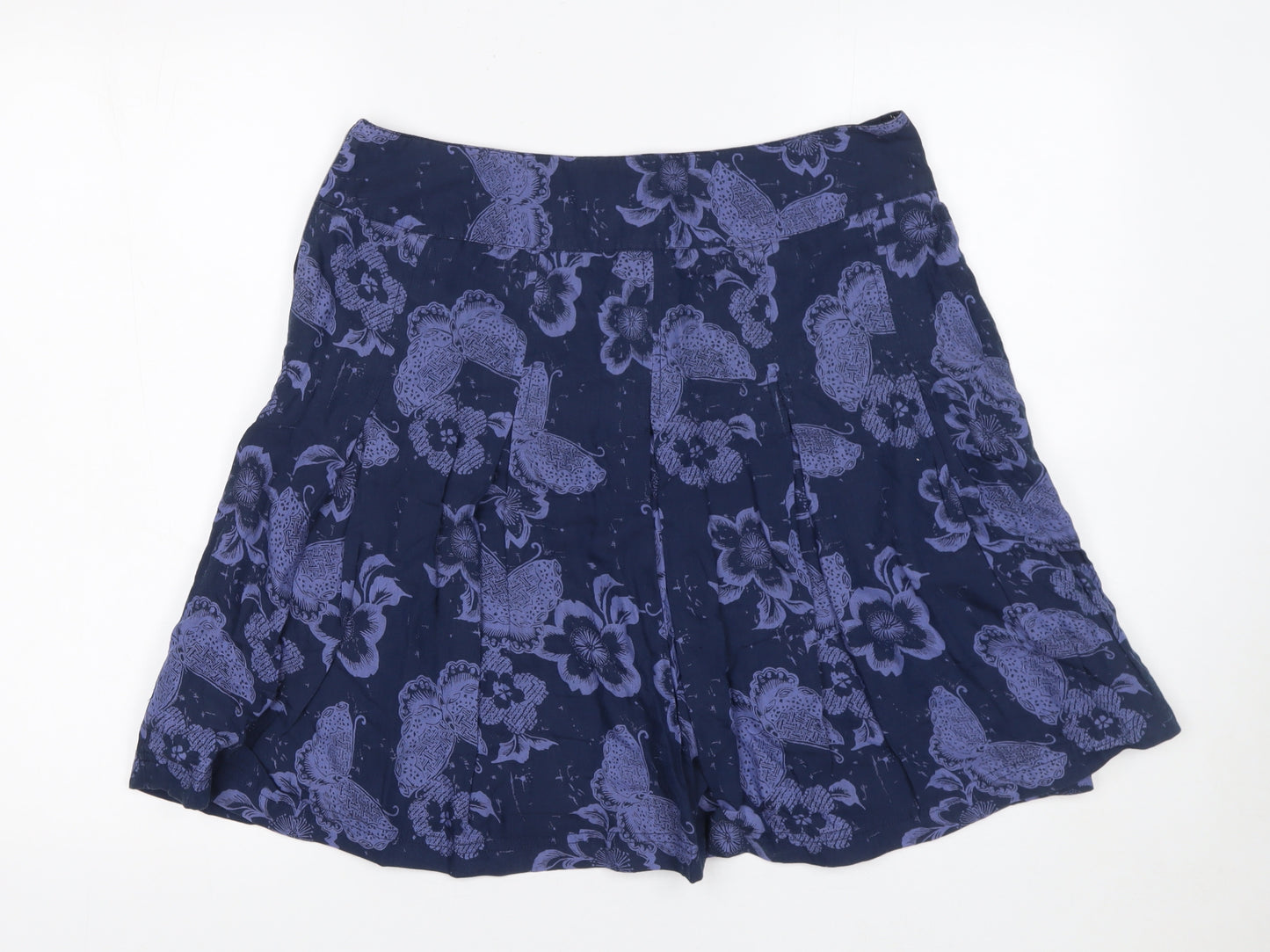 Fat Face Women Blue Floral A-Line Knee Length Skirt Size 10