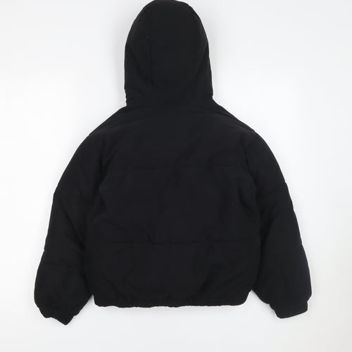 Juicy Couture Girls Black Hooded Puffer Jacket 8 Years Winter Full Zip Logo
