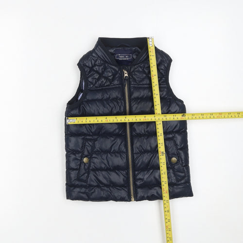 Next Girls Blue Quilted Puffer Gilet 2-3 Years Polyester Waistcoat