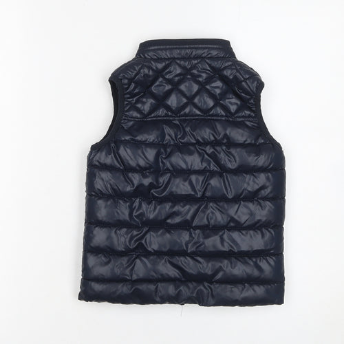Next Girls Blue Quilted Puffer Gilet 2-3 Years Polyester Waistcoat
