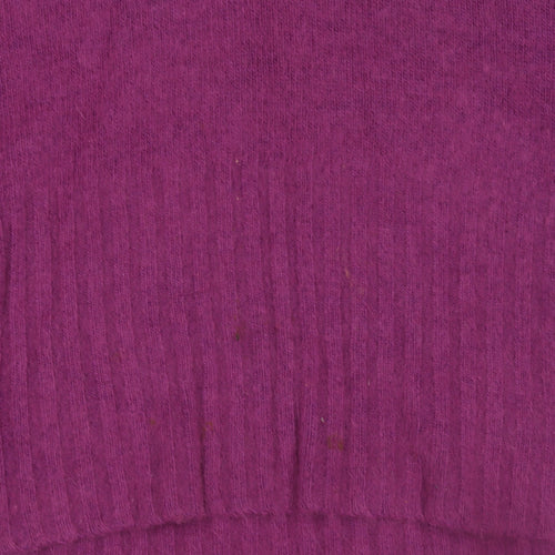 Meily Women Fuchsia Cowl Neck Angora Wool Jumper Size S