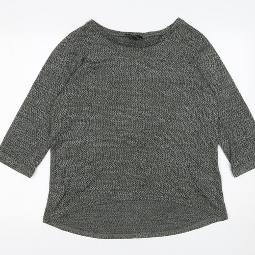 New Look Womens Grey Size 12 3/4 Sleeve Boat Neck Jumper