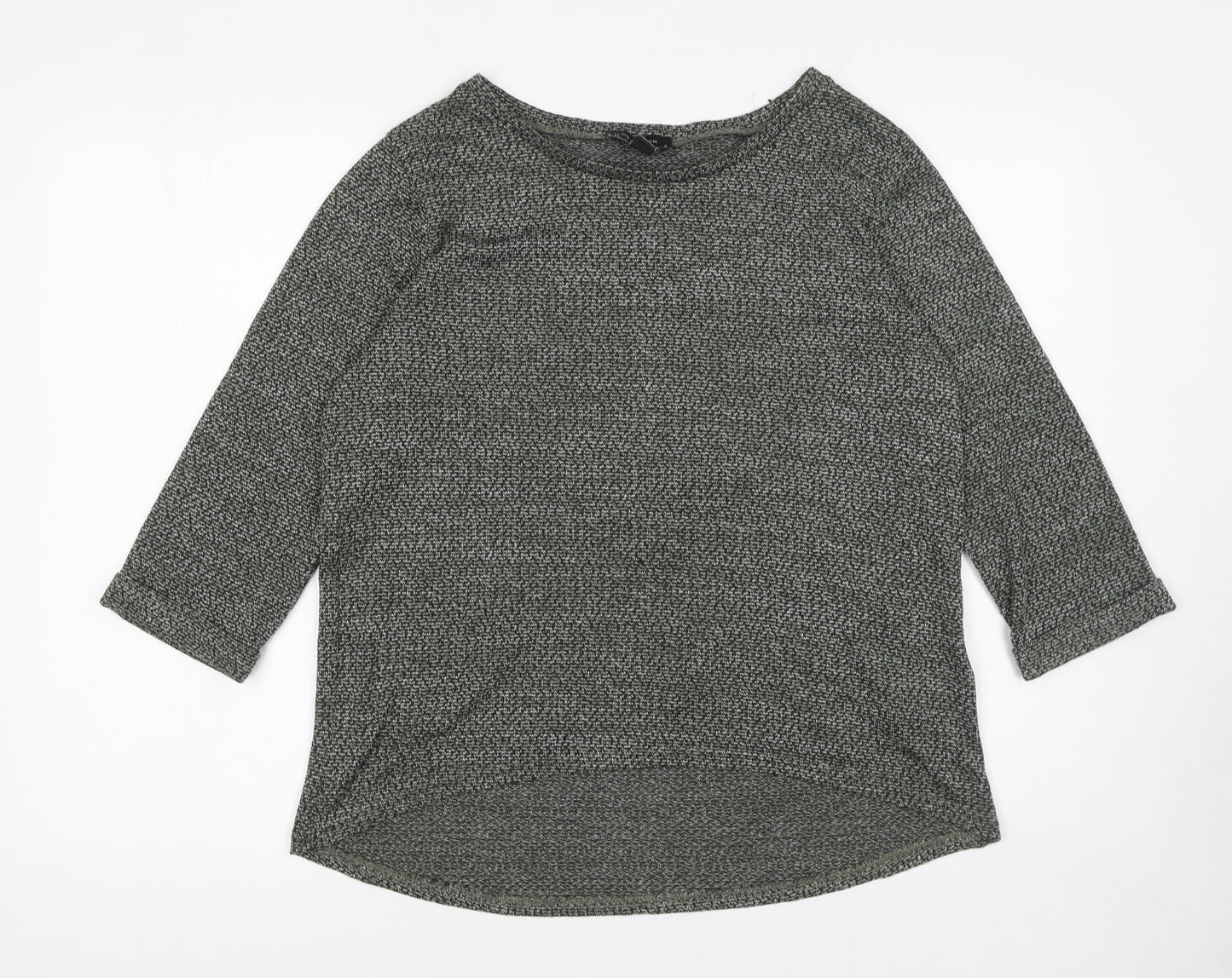 New Look Womens Grey Size 12 3/4 Sleeve Boat Neck Jumper