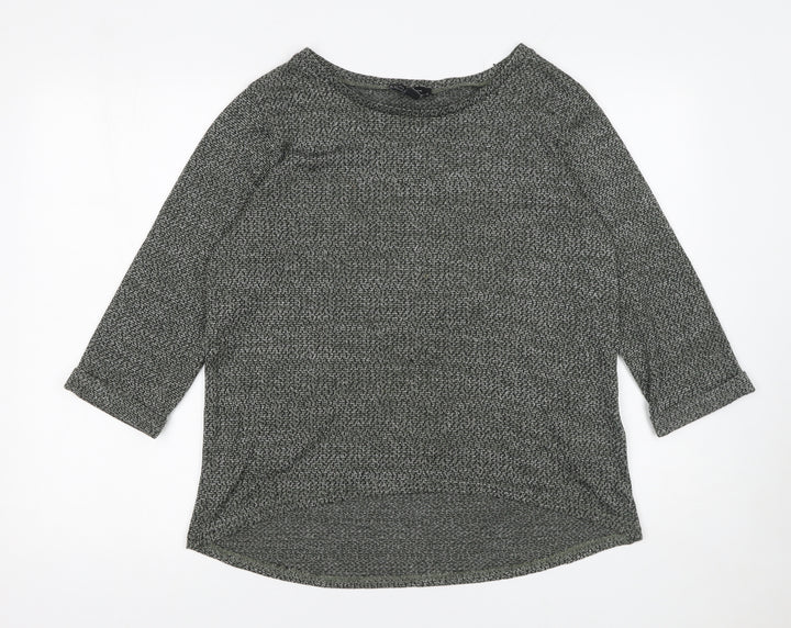 New Look Womens Grey Size 12 3/4 Sleeve Boat Neck Jumper