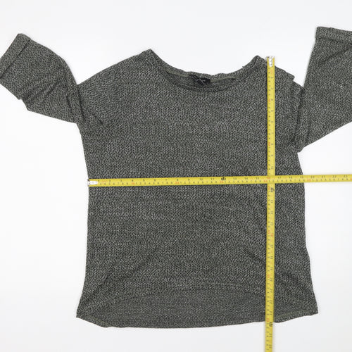 New Look Womens Grey Size 12 3/4 Sleeve Boat Neck Jumper