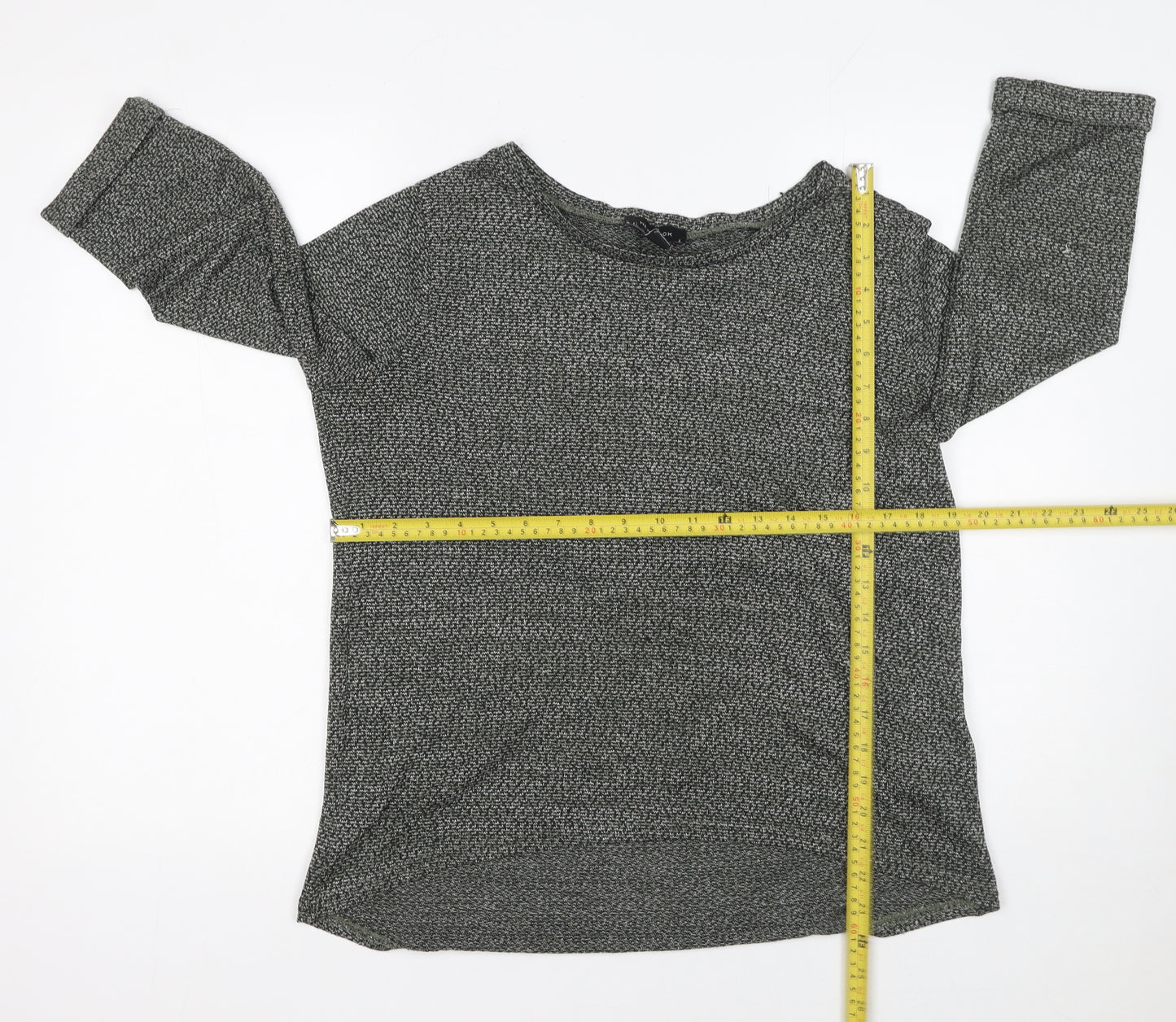 New Look Womens Grey Size 12 3/4 Sleeve Boat Neck Jumper