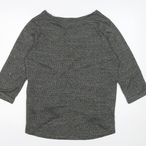 New Look Womens Grey Size 12 3/4 Sleeve Boat Neck Jumper