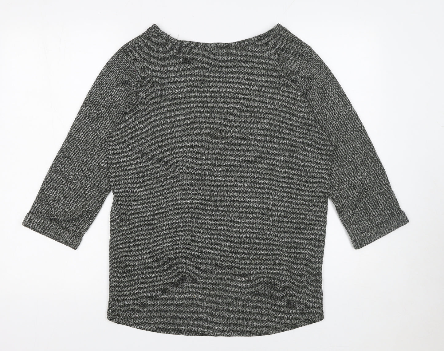 New Look Womens Grey Size 12 3/4 Sleeve Boat Neck Jumper