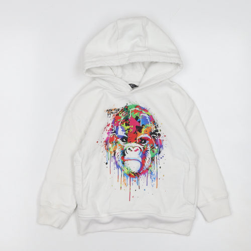 Next Boys White Graphic Gorilla Pullover Hoodie 4 Years Cotton