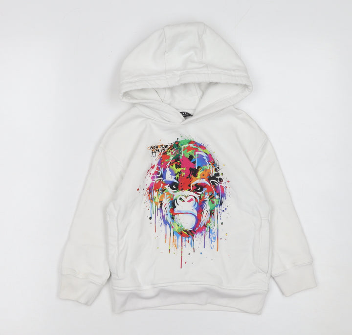 Next Boys White Graphic Gorilla Pullover Hoodie 4 Years Cotton