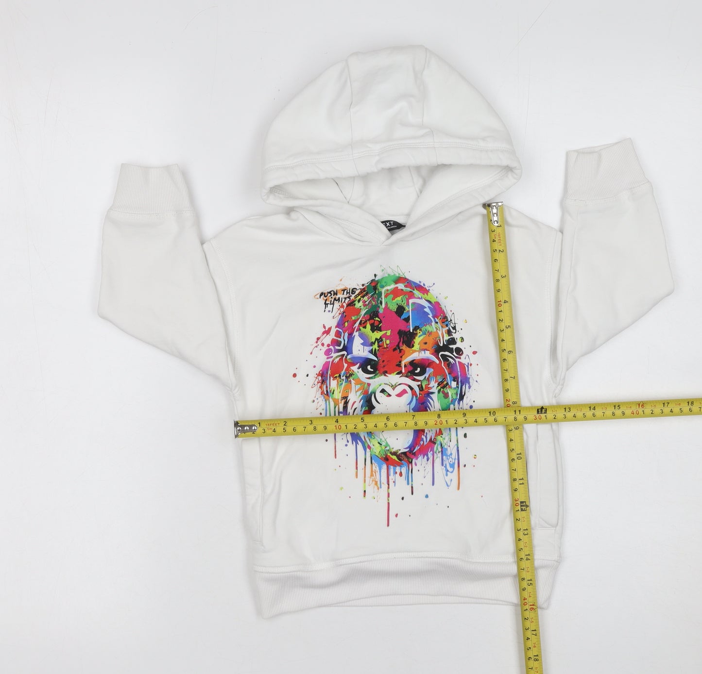 Next Boys White Graphic Gorilla Pullover Hoodie 4 Years Cotton