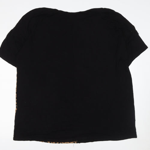 Yours Womens Plus Size 18 Black Leopard Print Relaxed T-Shirt
