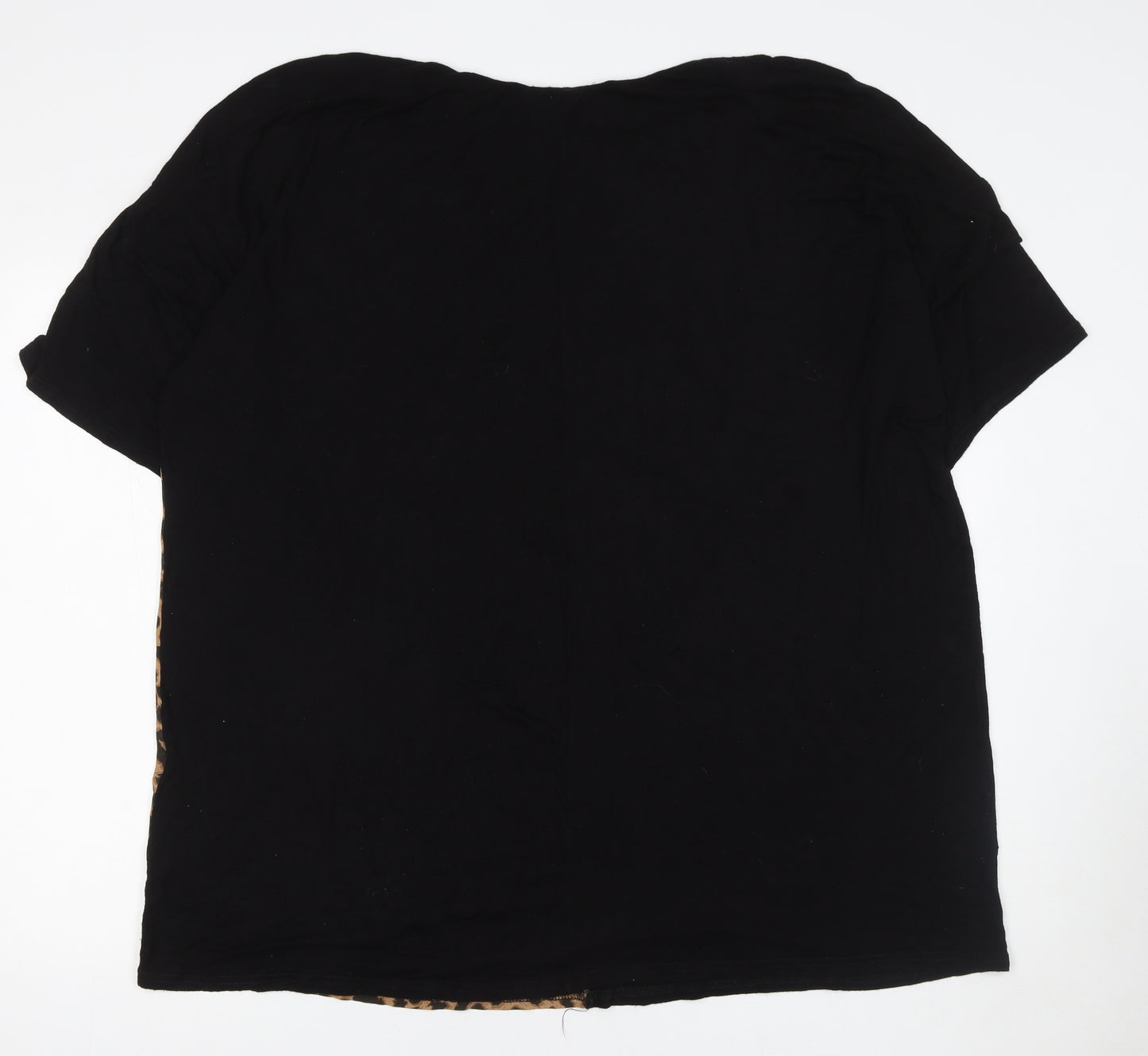 Yours Womens Plus Size 18 Black Leopard Print Relaxed T-Shirt